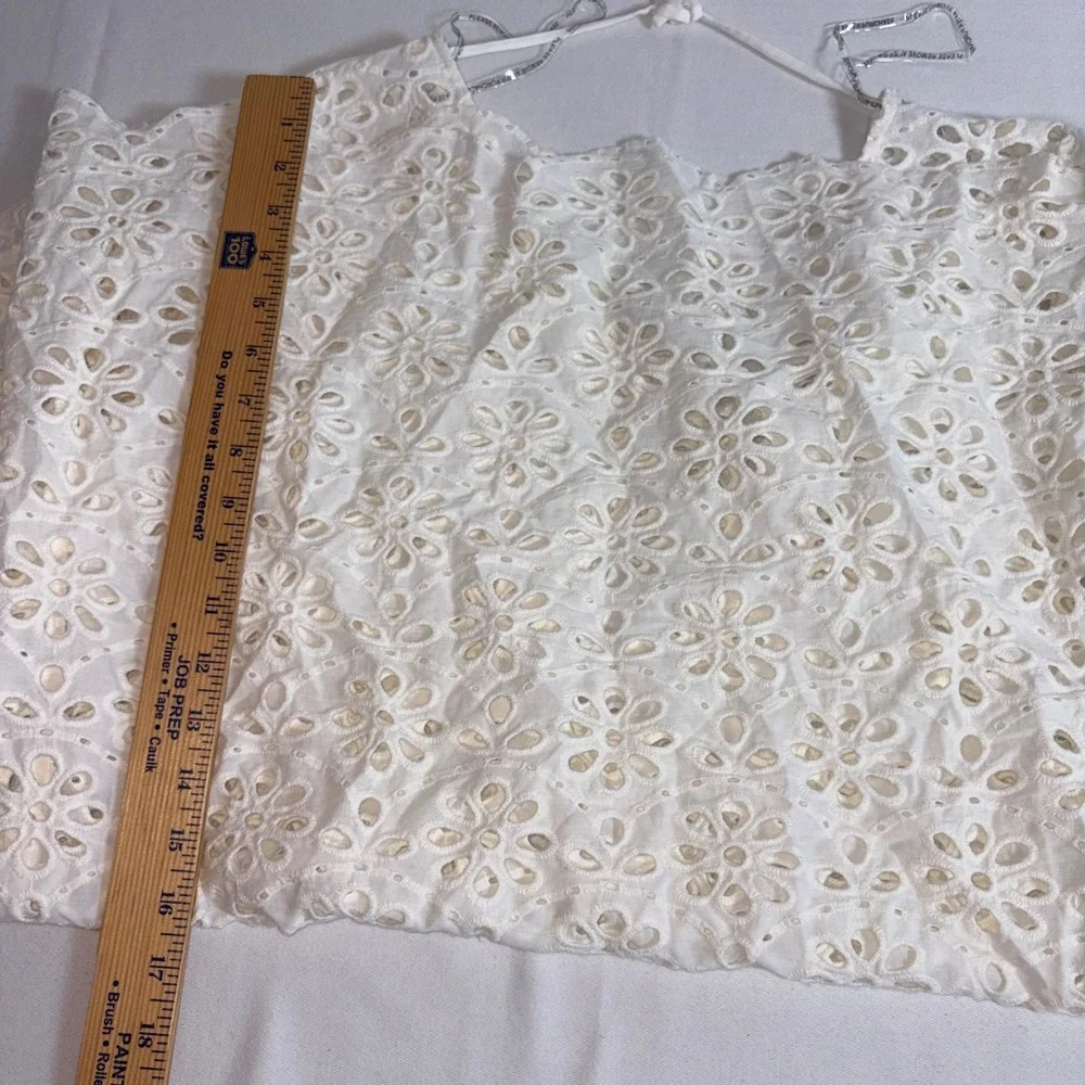 Kate Spade Eyelet Cover-Up Dress medium White NEW Balloon Sleeve Scalloped Boho